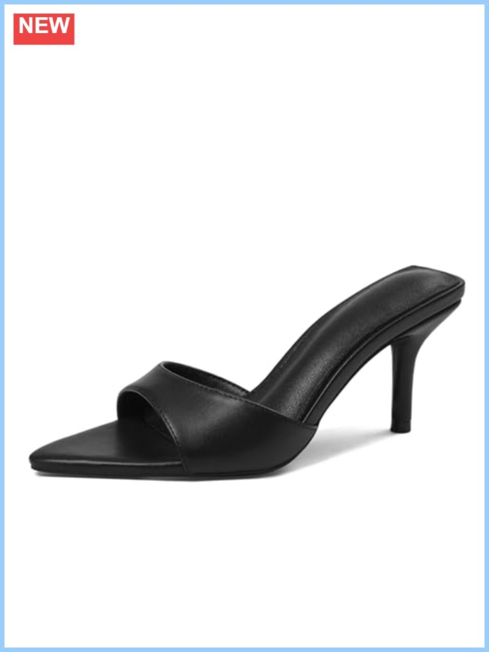 Kitten Heels Mules for Women PU Leather Open Peep Toe Slingback Slip On Sandals